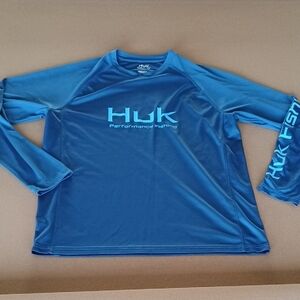 Huk Men's Aqua Blue Rash Guard